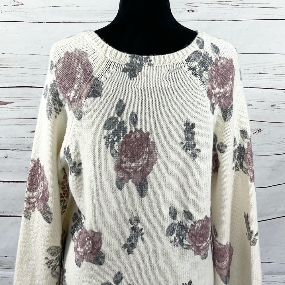 Lucky Brand Womens Pullover Sweater Scoop Neck Long Sleeve Floral Size L. - Picture 6 of 11